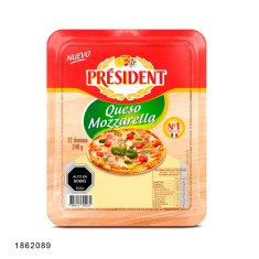 Queso mozzarella laminado President 240 gr