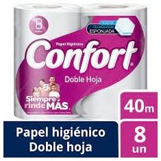 Papel Higienico Confort doble hoja 8 rollos